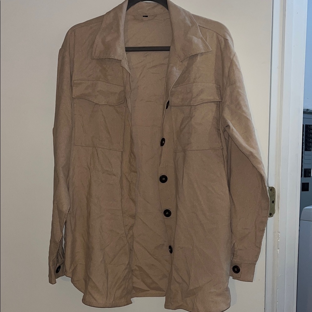 Tan Button-Up Shirt Jacket